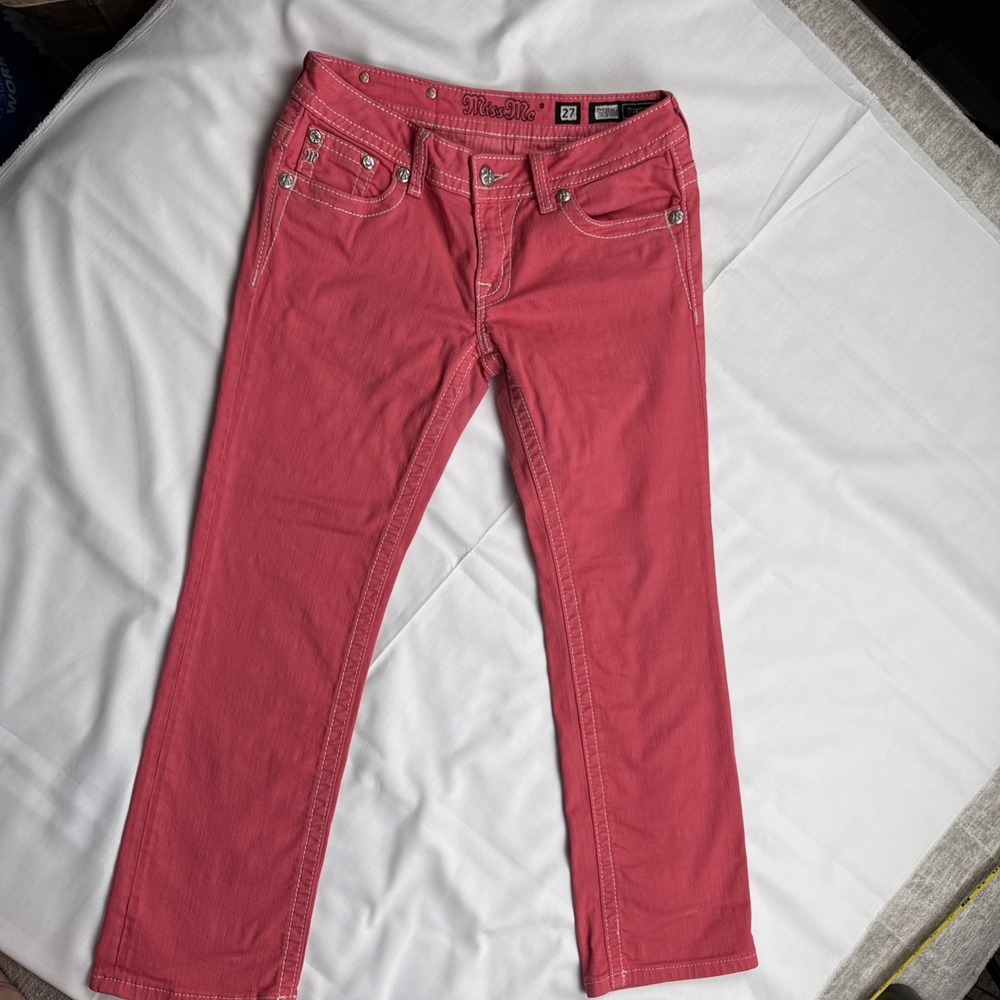 Miss Me Jeans Copped Womens Size 27 Color Melon JE5794C2  Flap Pockets Luxery - Picture 2 of 13